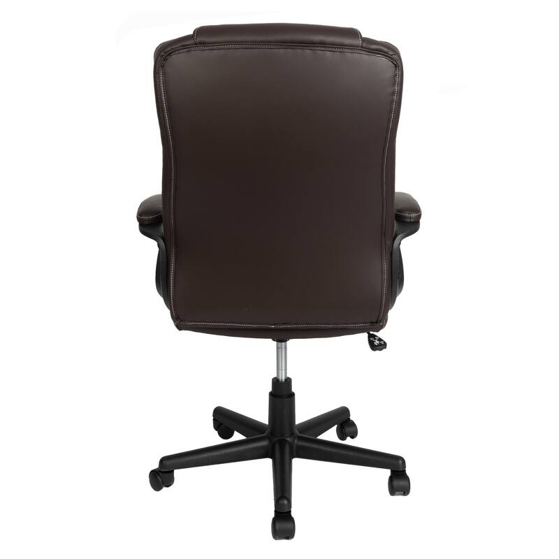 Techni Mobili Ergonomic Executive Office Chair High Back Faux Leather - Adjustable Height, Lumbar Support