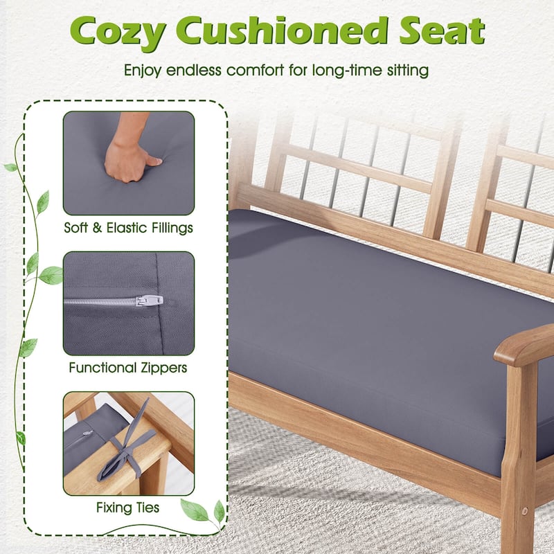 Gymax Set of 4 Wood Furniture Set w/ Seat Cushions & Solid Acacia Wood