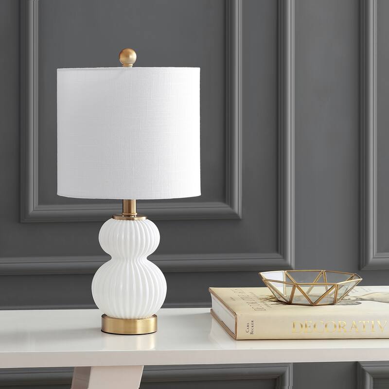 Lorena 20" Ribbed Metal/Glass LED Table Lamp, by JONATHAN Y