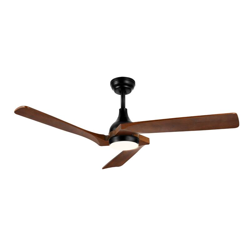 Moasis 3 Blades 52" Modern Remote Control Ceiling Fan with Lights - Brown