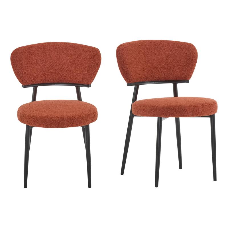 Roomfitters Upholstered Dining Chair Set of 2, Modern Accent Side Chairs with Rounded Back and Metal Legs