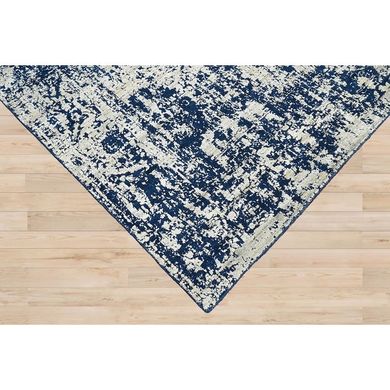 Hand Knotted Gray, Blue 100% Wool Transitional Oriental Area Rug