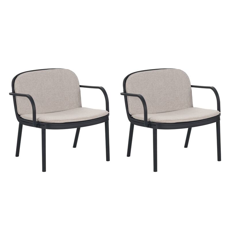 Roomfitters Luna Outdoor Plastic Club Chairs with Water Repellent Cushions, Set of 2 - Set of 2