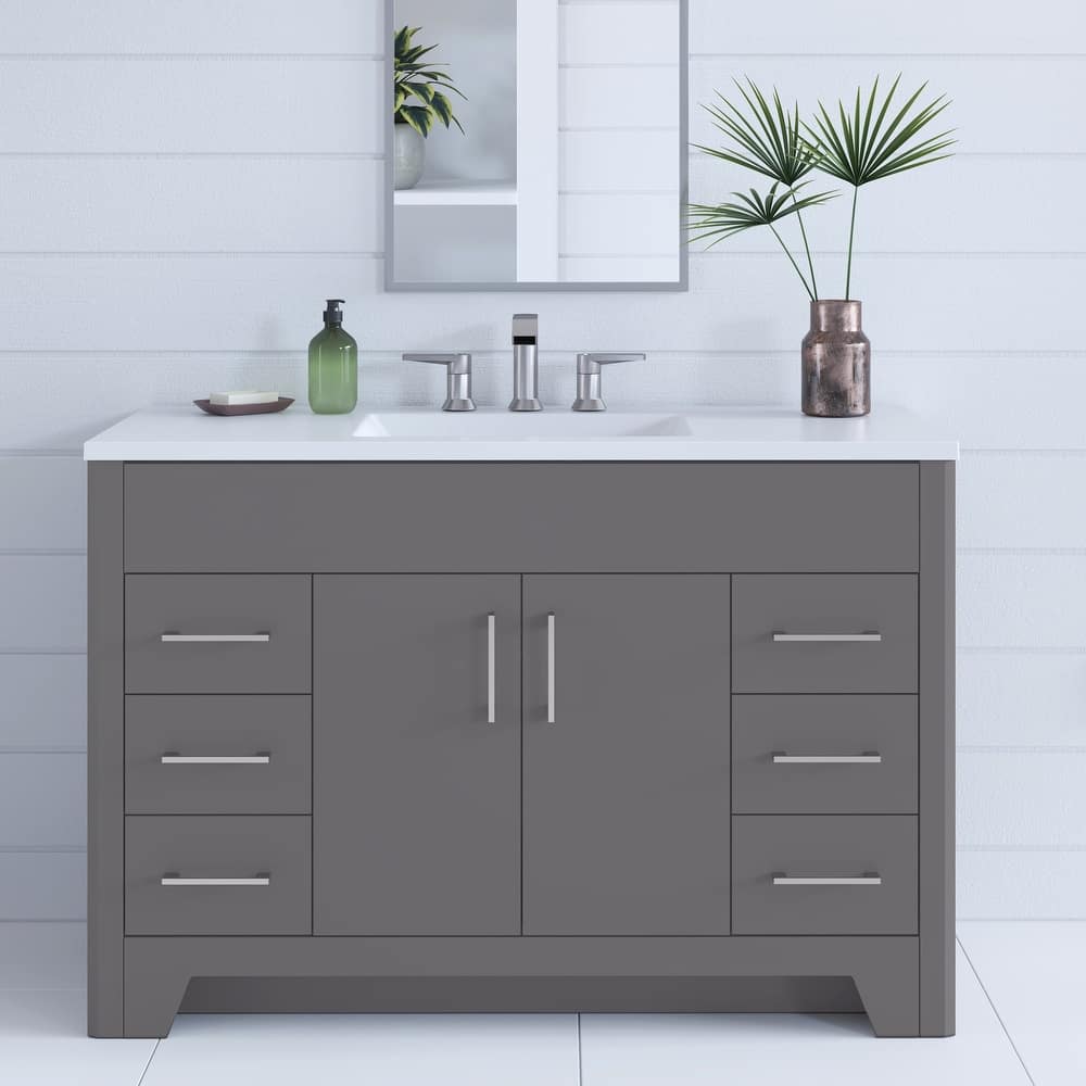 Spring Mill Cabinets Salil 48.5" Bathroom Vanity With Cabinet, 4 Drawers, and White Sink Top - 48.5 in.