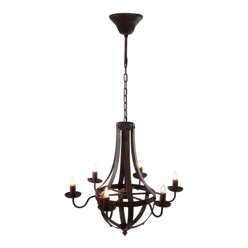 6 - Light Metal Chandelier, Hanging Light Fixture with Adjustable Chain for Kitchen Dining Room Foyer Entryway,Bulb Not Included - Black