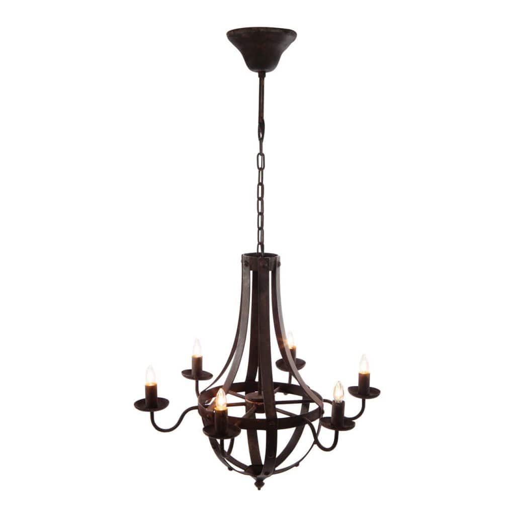 6 - Light Metal Chandelier, Hanging Light Fixture with Adjustable Chain for Kitchen Dining Room Foyer Entryway