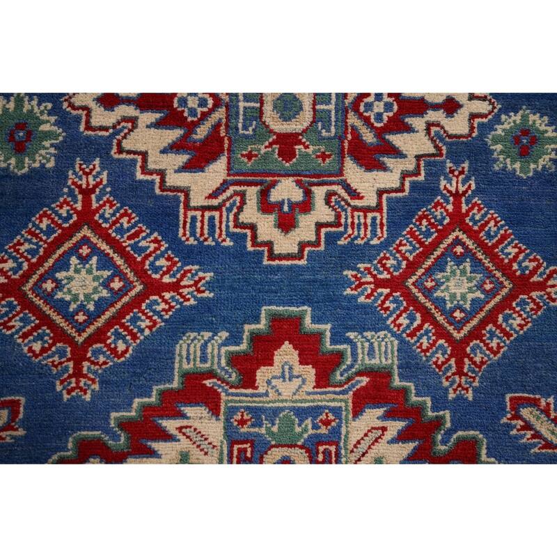 Blue Kazak Oriental Foyer Rug Handmade Wool Carpet - 3'4" x 5'1"