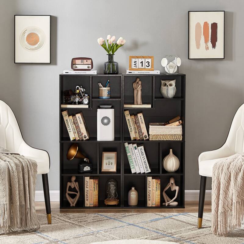 Javlergo 4-Tier Bookcase with Storage Shelves, Modern Home Office Bookshelf, Vertical or Horizontal