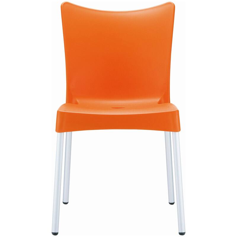 33.25" Orange and White Stackable Outdoor Patio Dining Chair