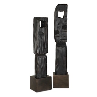 Uttermost Cipher Black Wood Totems Set/2 - 5.125"W x 4.5"D x 27.25"H