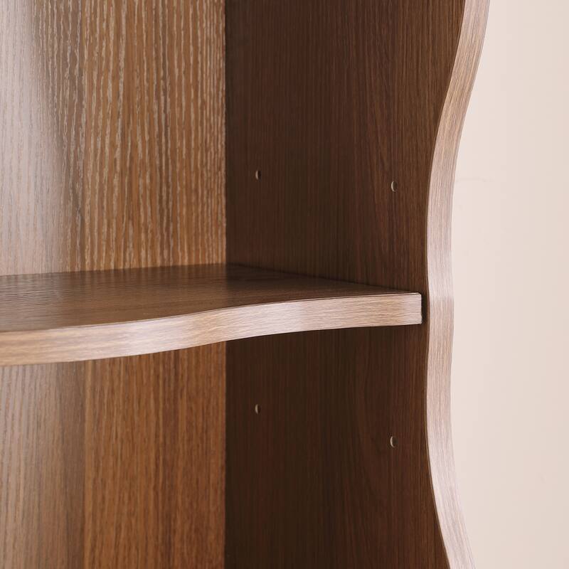 Roomfitters 8-Tier Tall Narrow Bookcase with Wavy Edge Design, Adjustable Shelves Slim Bookshelf for Living Room or Office