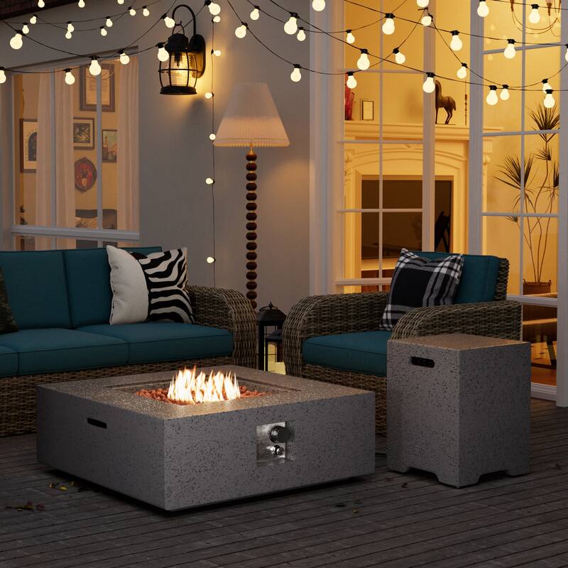COSIEST Outdoor 35-inch Square Propane Fire Pit Table