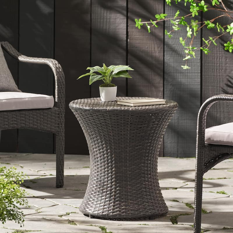 Adriana Outdoor Boho Wicker Accent Table by Christopher Knight Home - Grey