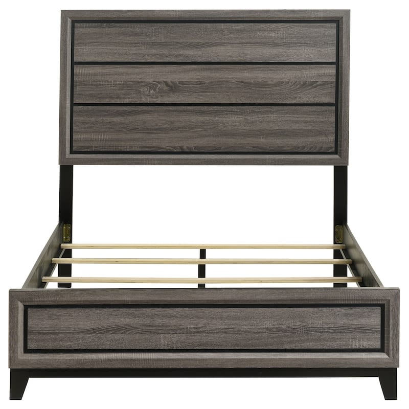 Watson Transitional Wood Panel Bed Grey Oak