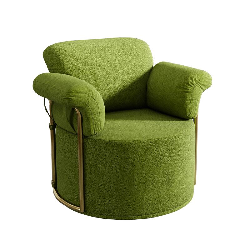 Modern Swivel Accent Chair with Gold Frame - Plush Upholstered Lounge Chair for Living Room, Bedroom or Office