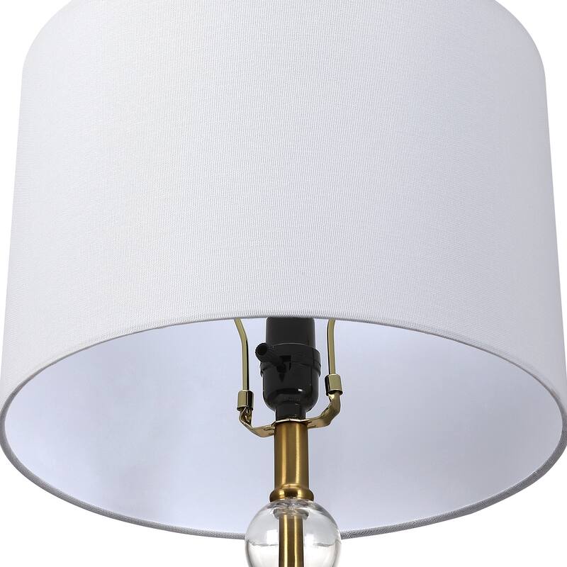 Glass Table Lamp with White Shade - 24.5 in. H