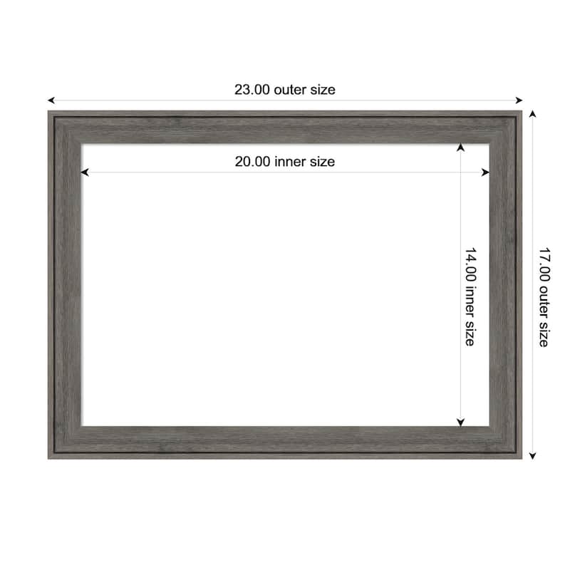 Amanti Art Regis Barnwood Grey Narrow Framed Dry Erase Magnetic Board - 23 x 17 in - Regis Barnwood Grey Narrow