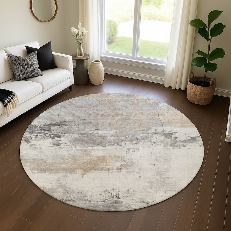 Premium Washable Super Soft Abstract Chic Mayfield Rug - Ivory - 8' x 8'