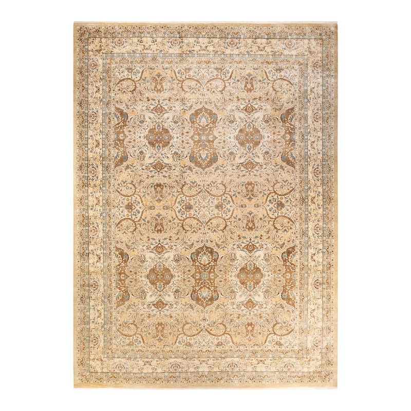 Overton Hand Knotted Wool Vintage Inspired Traditional Mogul Yellow Area Rug - 10' 3" x 14' 1"