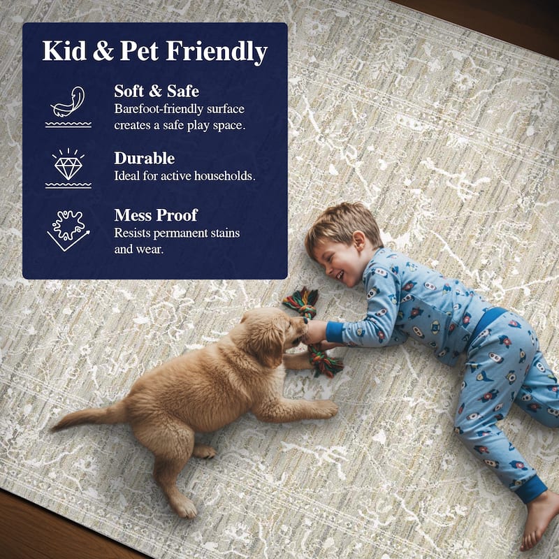 Dream Decor Rugs Delta Moresque Bone Floral Area Rug