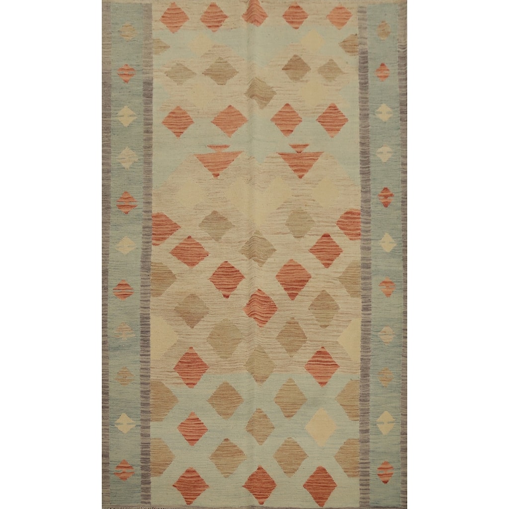 Hand Woven Oriental 100% Wool Carpet Southwestern Tribal Multi-Colored Kilim Area Rug - 6' 11'' X 5' 0''
