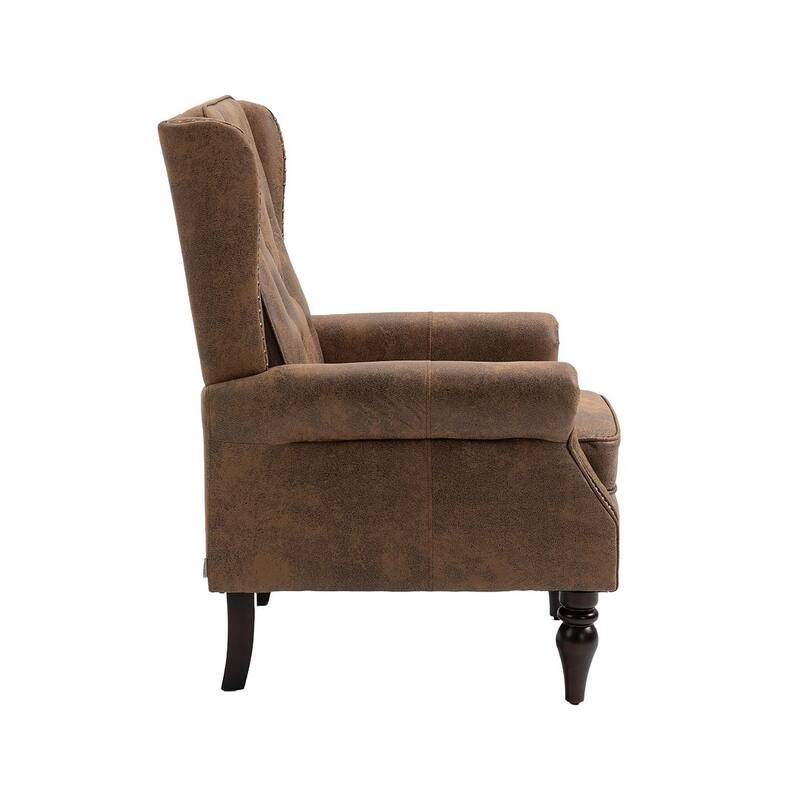 Transitional Wingback Accent Chair Armchair with Sturdy Wood Legs