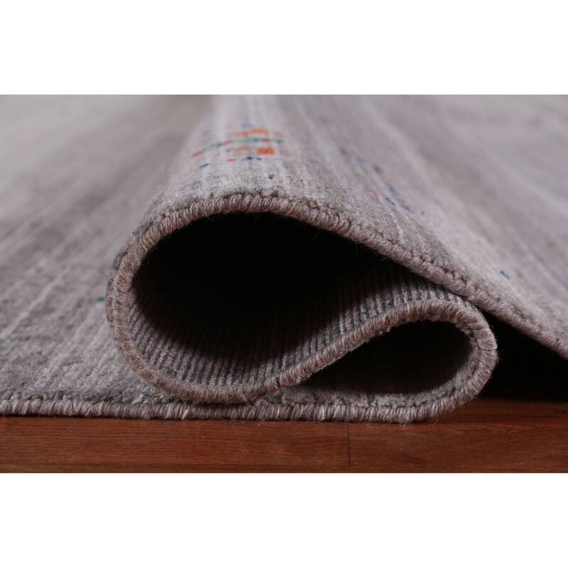 Hand Knotted Oriental 100% Wool Carpet Tribal Tribal Greys & Charcoal Gabbeh Area Rug - 12' 2'' X 9' 2''