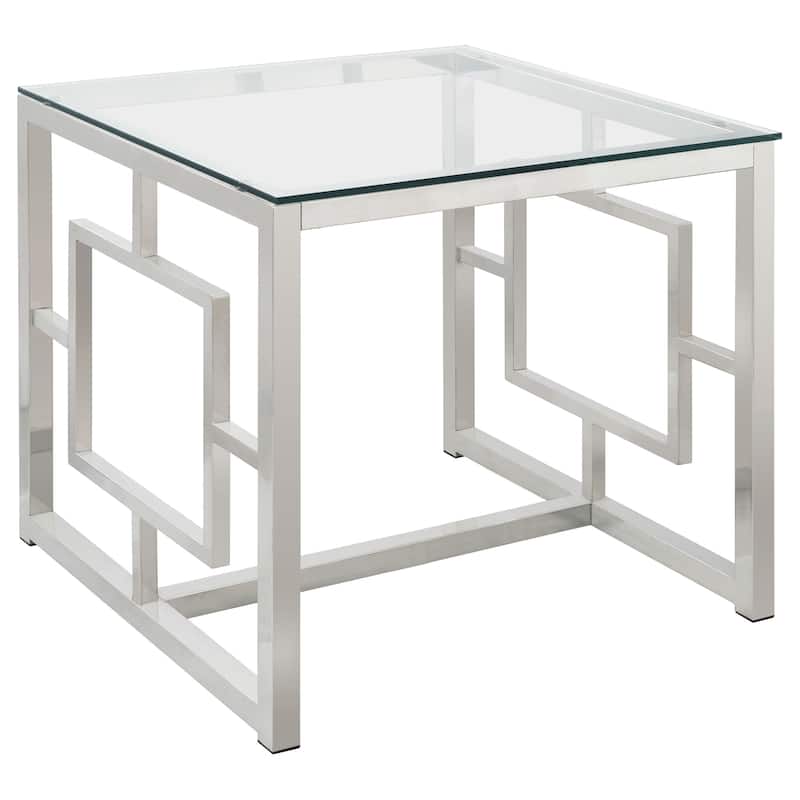 Merced Square Glass Top Side End Table Nickel - Glass - Nickel