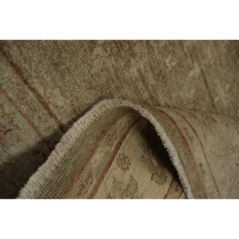 Hand Knotted Oriental 100% Wool Carpet Traditional Floral Green Peshawar Area Rug - 5' 8'' X 4' 2''