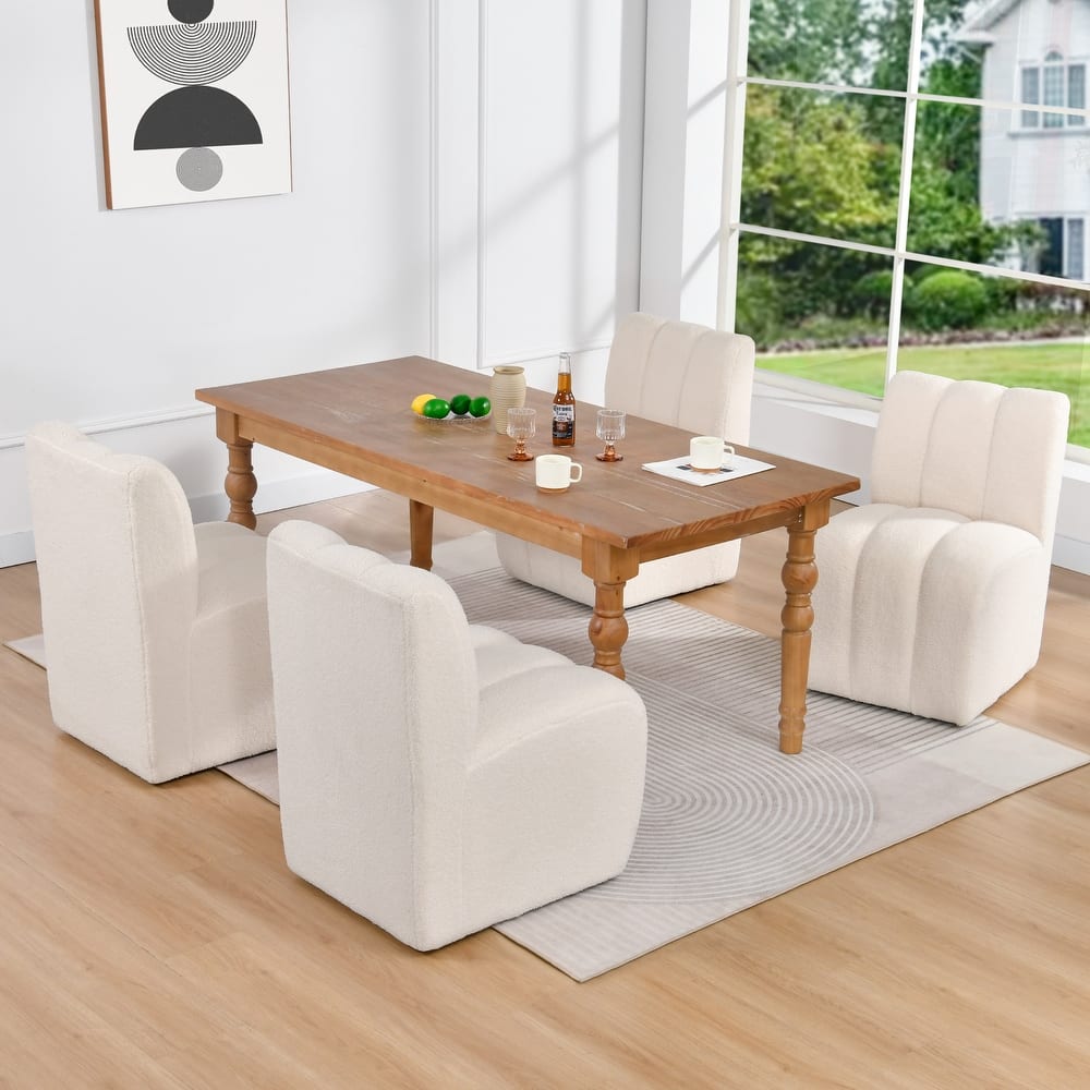 Upholstered Rolling Dining Chair with Casters