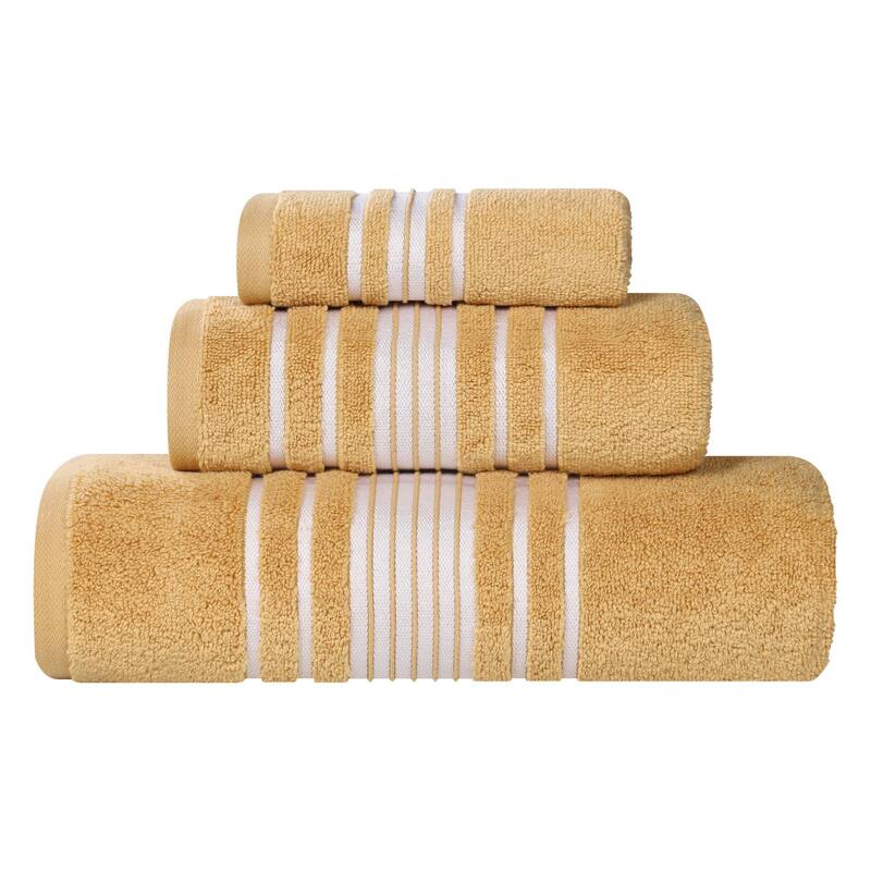 Superior Sadie Zero Twist Cotton Solid Absorbent 3 Piece Towel Set