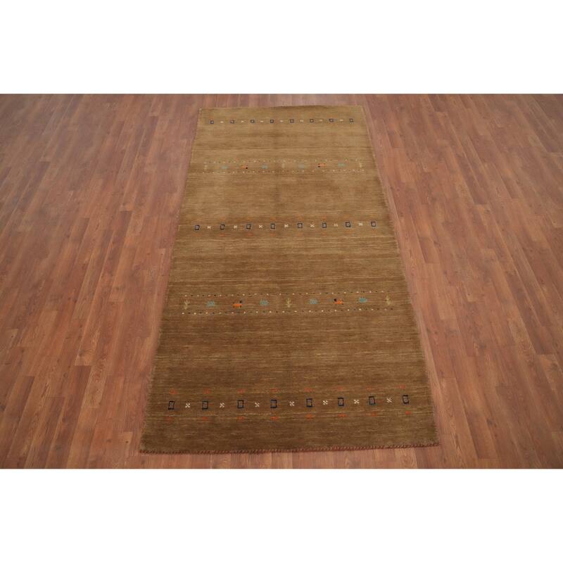 Hand Knotted Oriental 100% Wool Carpet Tribal Animal Pictorial Brown Gabbeh Area Rug - 8' 1'' X 4' 1''