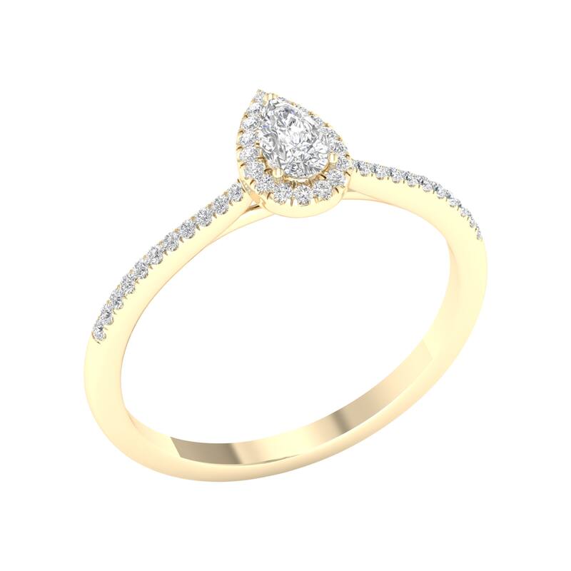 1/3ct TDW Pear Diamond Halo Engagement Ring in 10k Gold for Women