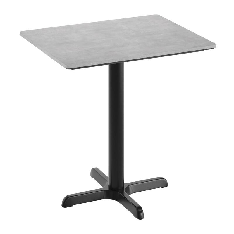 Commercial HPL Tabletop with Table Height Crisscross Base - 29.75"W x 23.75"D x 29.5"H - Gray Faux Concrete/Black Base