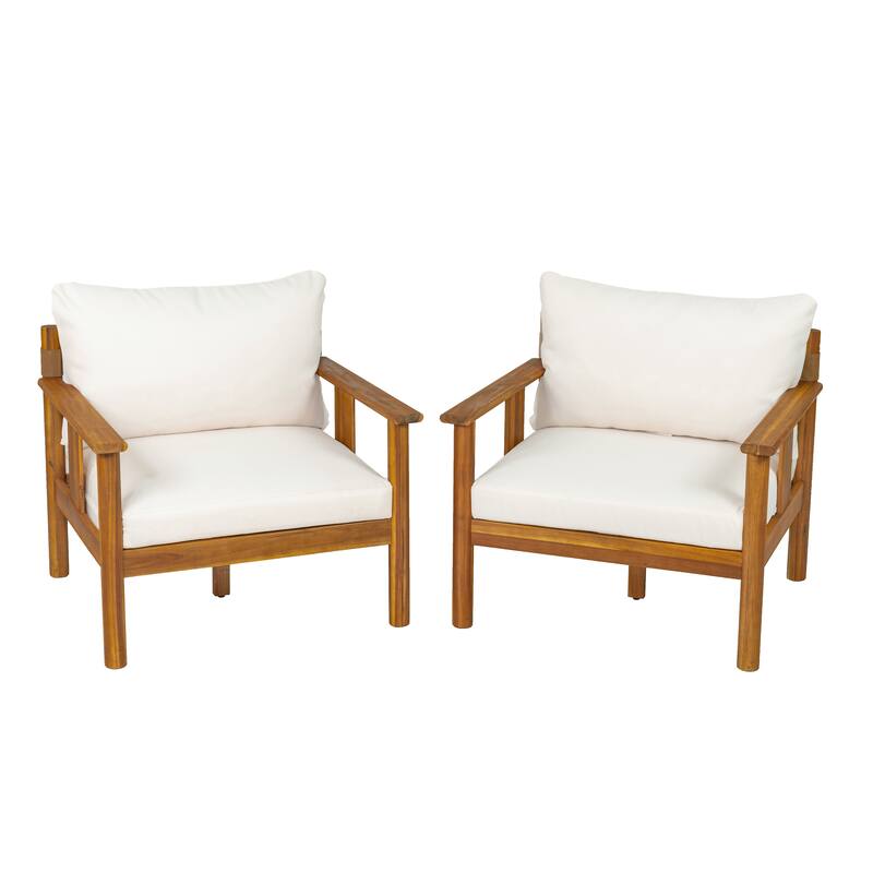 Christopher Knight Home - 33.75" Acacia Wood Outdoor Patio Club Chair ( Set of 2 )
