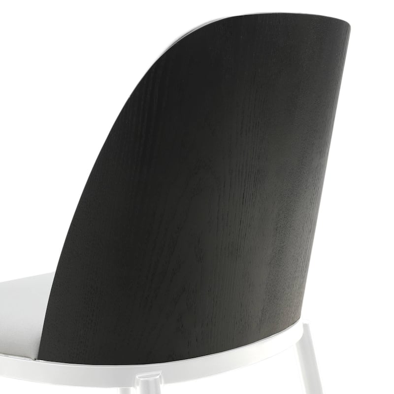 LeisureMod Tule Dining Chair with Upholstered Seat and White Steel Frame, Set of 2