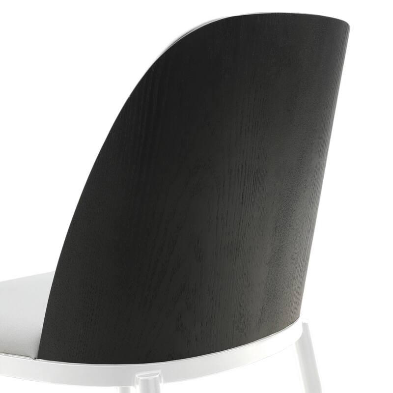 LeisureMod Tule Dining Chair with Upholstered Seat and White Steel Frame