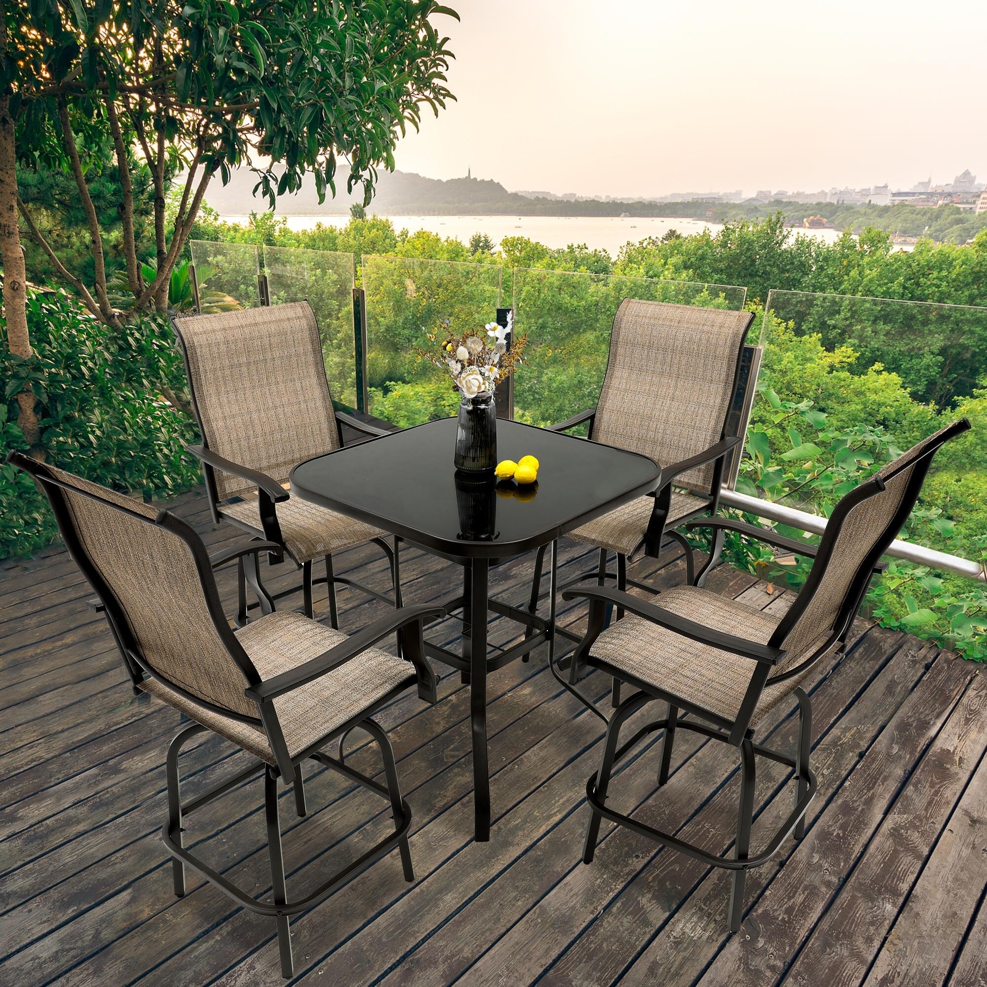 Five piece set of outdoor dining table and chairs Bed Bath Beyond 35756124