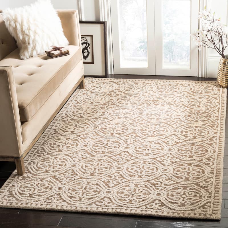 SAFAVIEH Handmade Cambridge Angiola Modern Moroccan Wool Rug - 5' x 8' - Tan/Multi