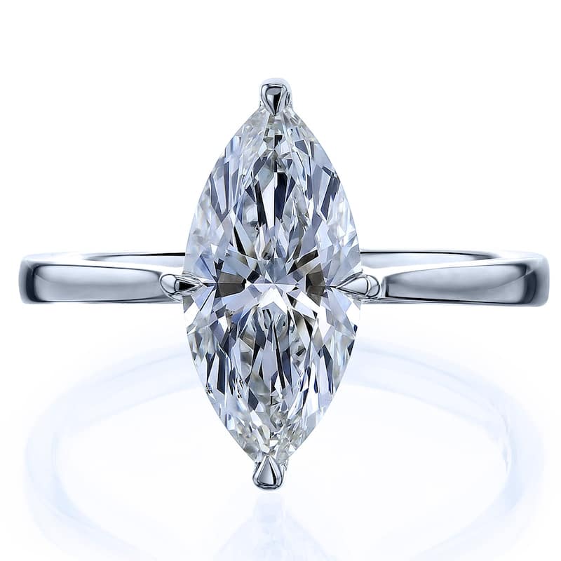 ​Kobelli 2 Carat Lab Grown Diamond Certified 14k Solid Gold Marquise Solitaire Mérida Engagement Ring (EF/VS) - 4.5 - White