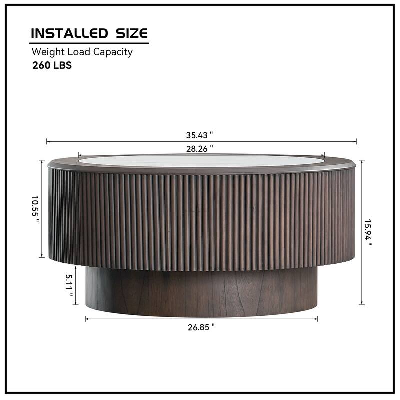 GDF Studio - Carysfort Modern Faux Marble Round Coffee Table