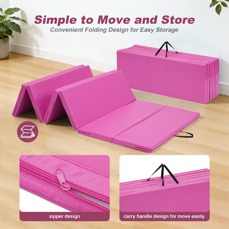 Zenova Gymnastics Mat 4FT x 8F Folding Exercise Mat 6 Panel Thick Tumbling Mats - 8FT