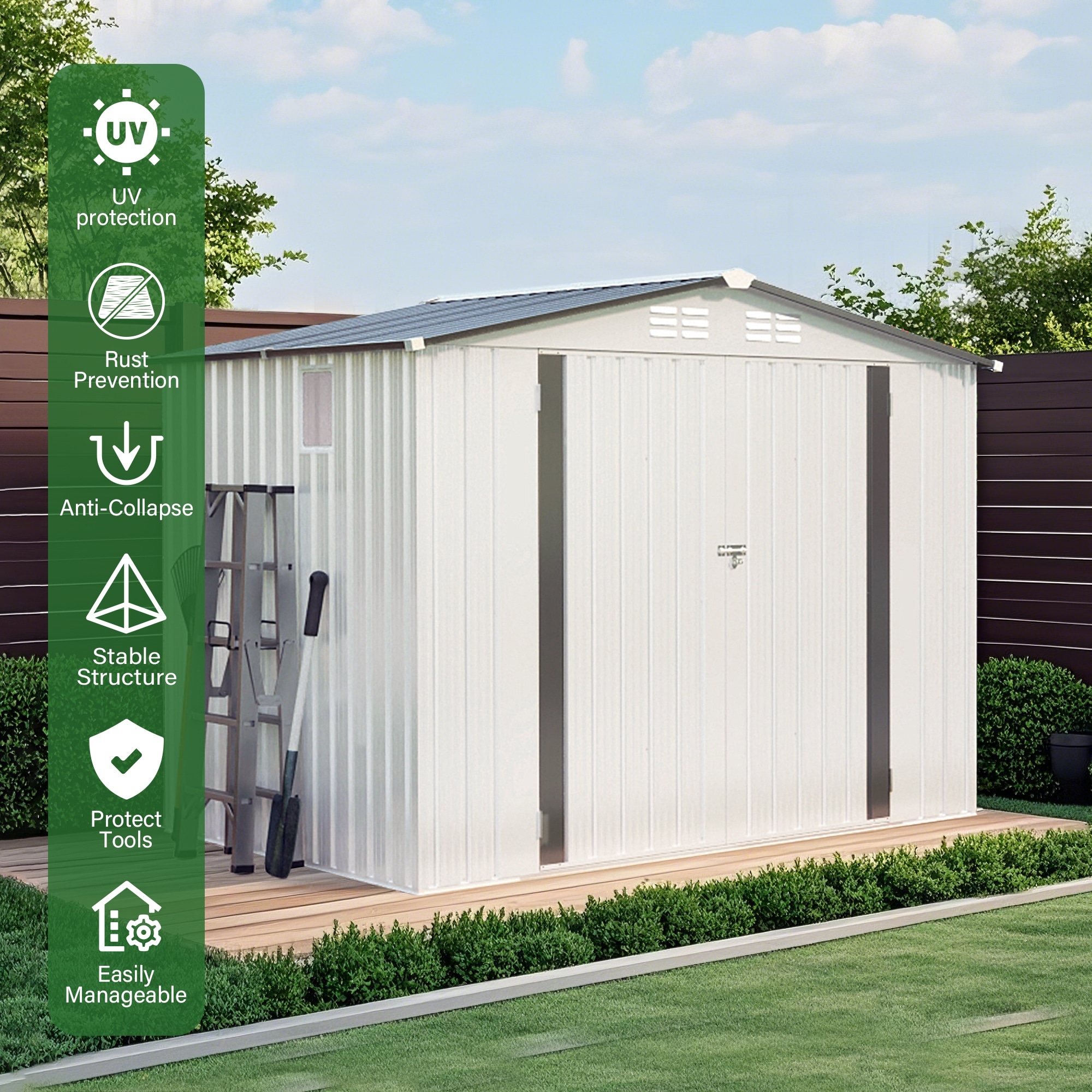 8X6FT Metal Outdoor Storage Shed - Overstock - 43207828