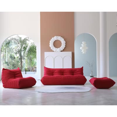 Soft Bean Bag Chair with Ottoman,Sponge Filling Lazy Sofa Floor Couch