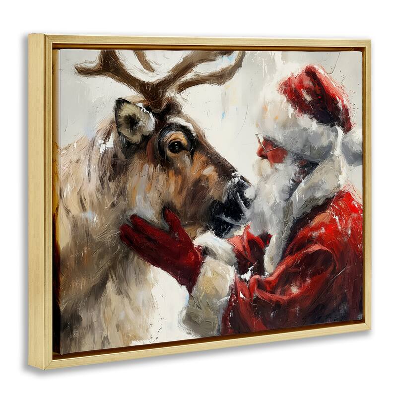 Stupell Traditional Santa & Reindeer Framed Floater Canvas Wall Art Design By Arlington Prints