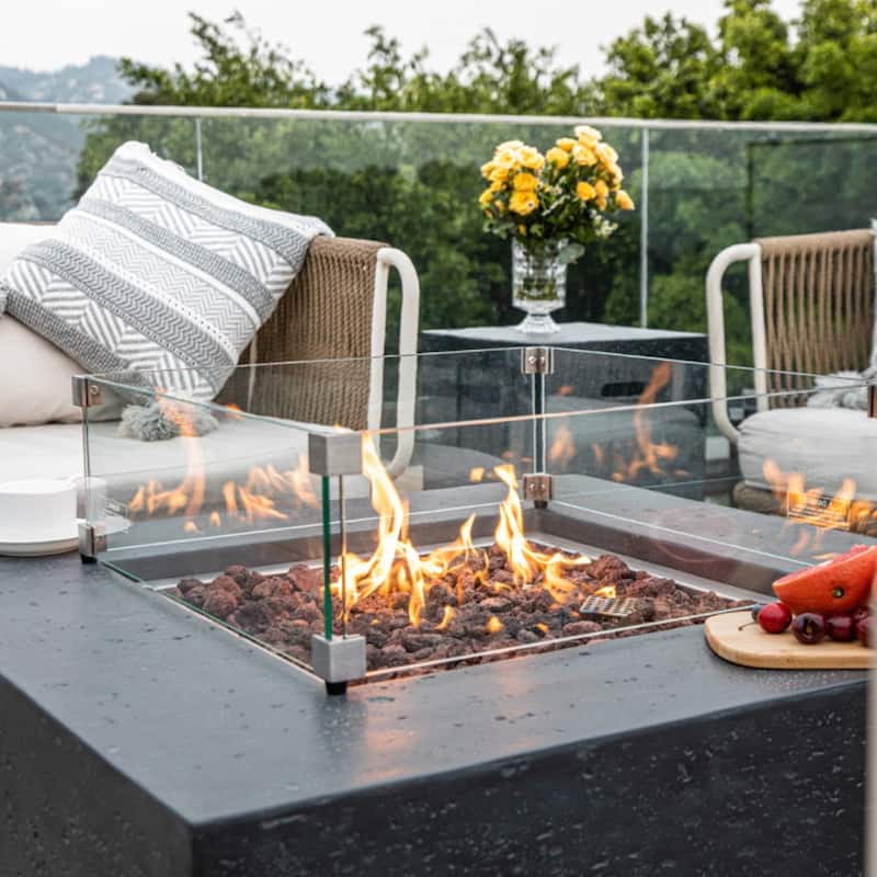 Elementi Manhattan Dark Grey Outdoor Fire Pit Table - 36 Inches
