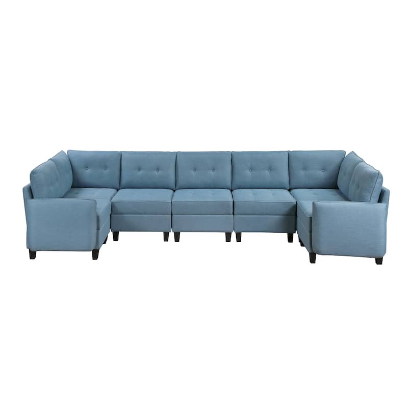 Dorian Textured 7-Piece Sectional Sofa - Storage, Button-Tufted