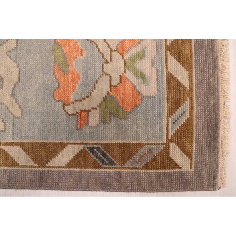 ECARPETGALLERY Hand-knotted Modern Oushak Dark Grey Wool Rug - 9'0 x 11'10