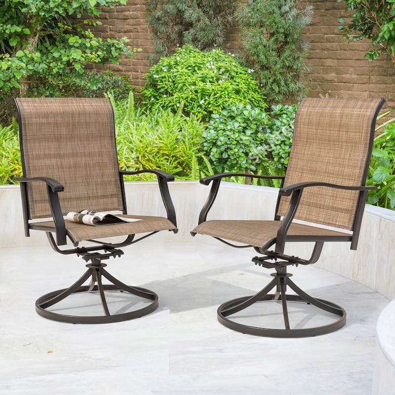 Outdoor 2-Piece Patio Swivel Chair Set, Textilene Fabric, Iron Frame