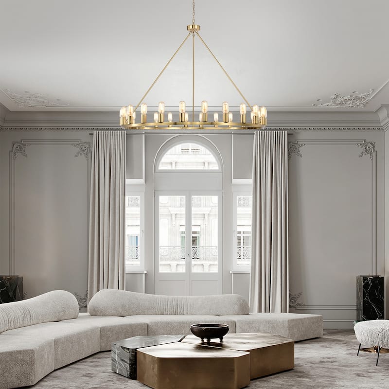 Etan 48 Inch Modern Brass Wagon Wheel Chandelier 24 Light - N/A